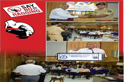 Veterinary College, Sardarkrushinagar, Kamdhenu University, organised one-day seminar on the topic "Youth against ragging'" as part of celebrating National Anti-ragging Week