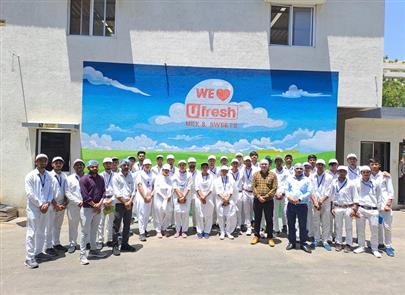 Total 39 students of 6th Semester B.Tech. (Dairy Technology) programme of College of Dairy Science, Amreli, Kamdhenu University scheduled the educational industrial visit on 22 nd April 2023 along with 2 Faculty members Mr.M.N.Hingu & Mr. Subhash Prasad at Ufresh Milk &Food Products, Rajkot.