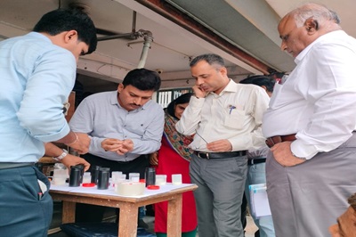 On 19th June, 2025, Principal and Dean, College of Dairy Science, Kamdhenu University, Amreli Dr. V.M.Ramani demonstrated patented innovative Nanotechnology based dipstick for the instant detection of milk adulterants.