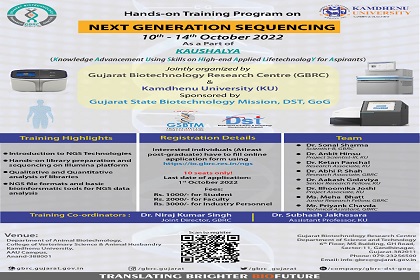 Hands-on Training on Next Generation Sequencing (NGS) 10th-14 th October, 2022 at GBRC