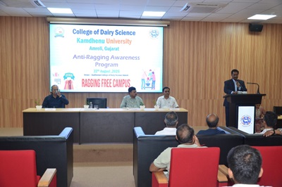 College of Dairy Science, Kamdhenu University, Amreli observed Anti-Ragging Week from 12th to 18th August 2025 and performed two awareness activities for promoting a culture of zero tolerance towards ragging as per UGC Guideline.