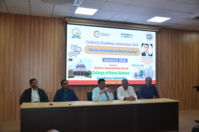 On 06th January, 2026, College of Dairy Science, Kamdhenu University, Amreli successfully organized an Industry Academia Interaction Program, Mr. Pranav Shah, Market Director and Industry Expert from SPX Flow Technology, Denmark. provided guidance to the students regarding Advance Technologies in Dairy Processing. On 06th January, 2026, College of Dairy Science, Kamdhenu University, Amreli successfully organized an Industry Academia Interaction Program, Mr. Pranav Shah, Market Director and Industry Expert from SPX Flow Technology, Denmark. provided guidance to the students regarding Advance Technologies in Dairy Processing.